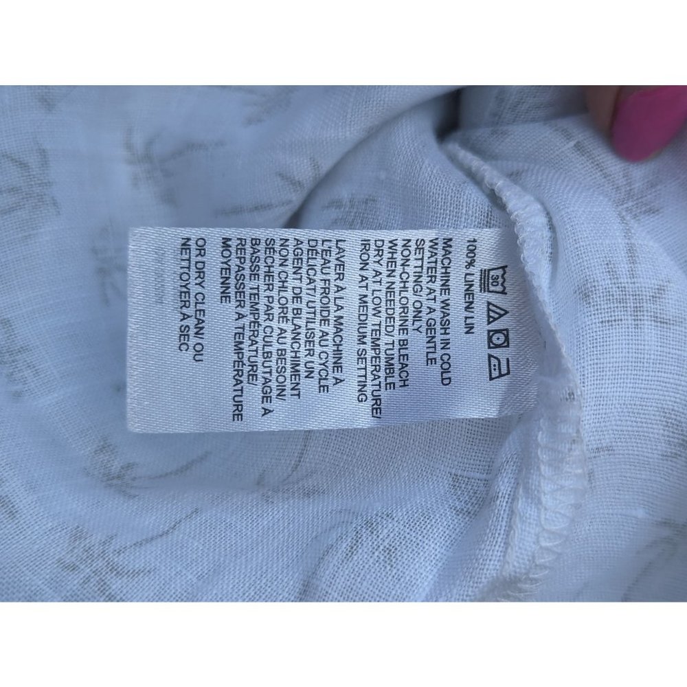 Long Sleeve Summer Button-up Top Palm Trees CORE Life Linen Small SM S - Picture 7 of 8